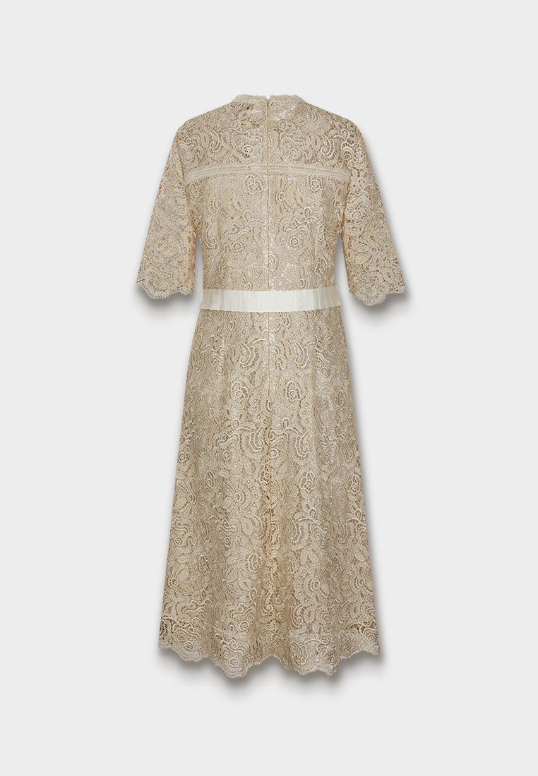 Champagne Lace Ribbon Dress