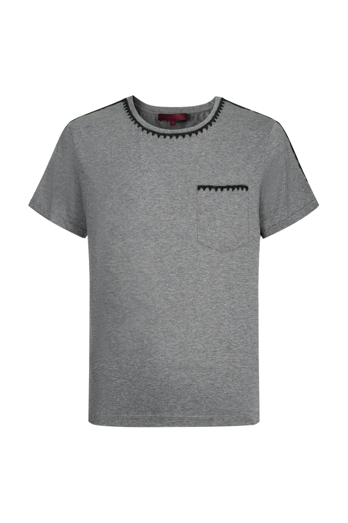 Tribal Bead-detail Chest Pocket T-shirt